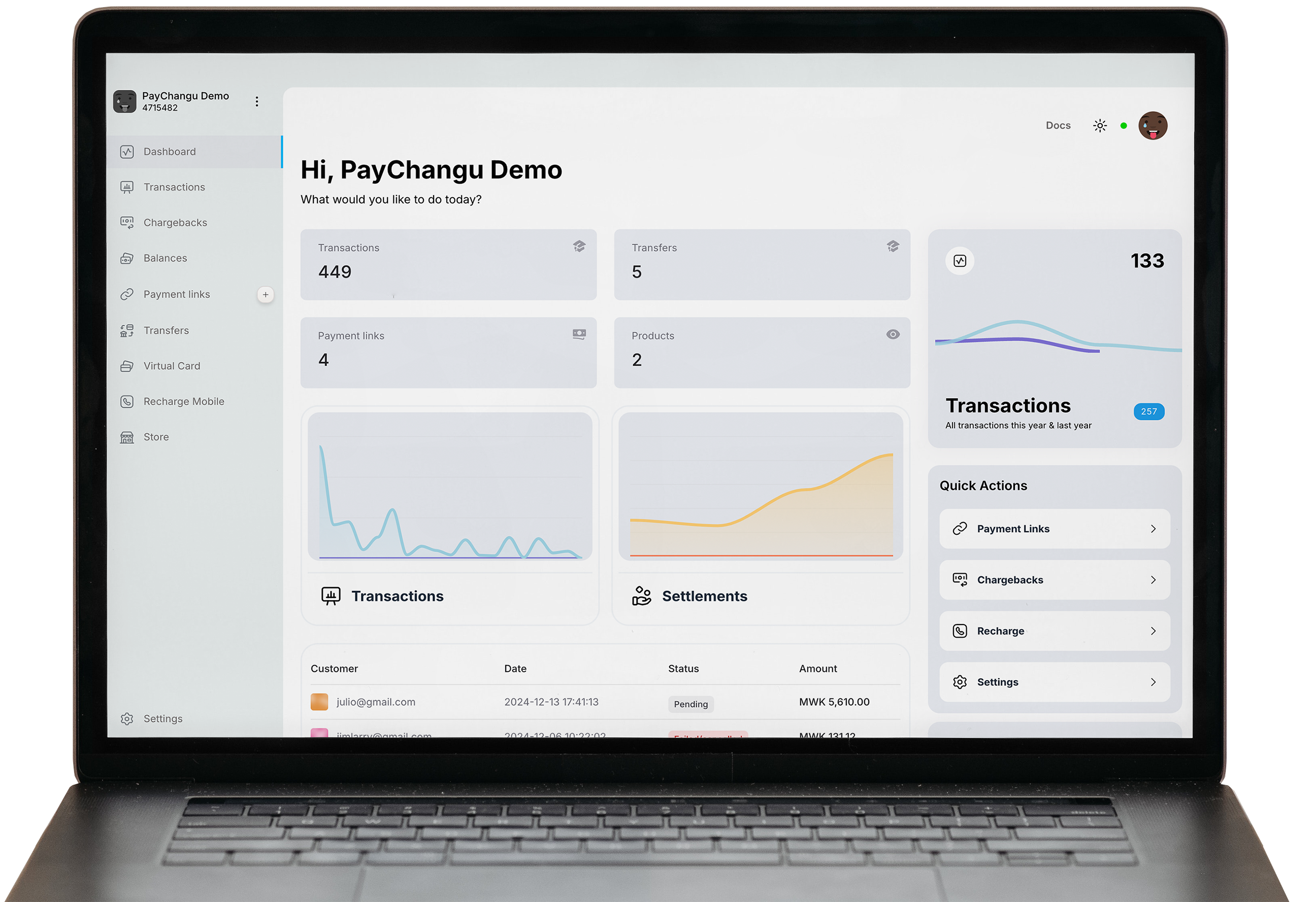 Sales dashboard on laptop